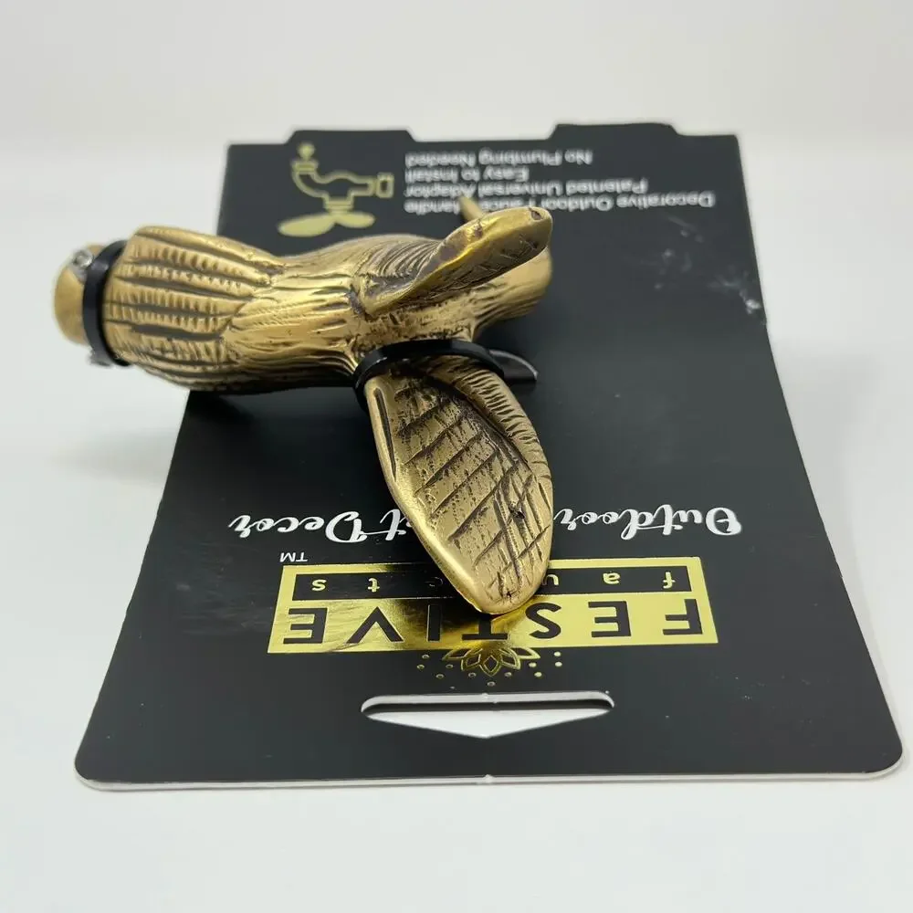 Festive Faucets Brass Outdoor Faucet Handle H517C Hummingbird Spigot Garden Gift